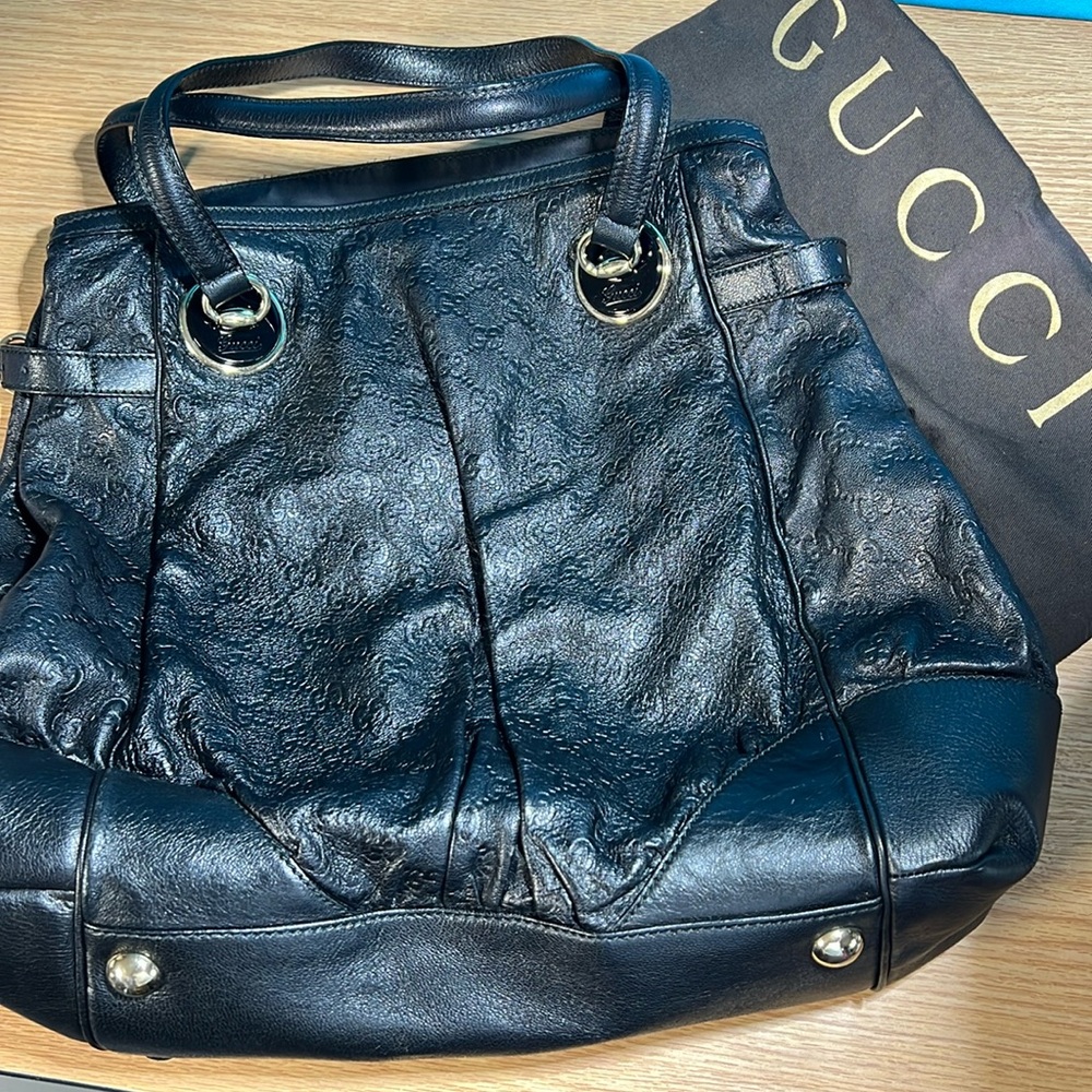 Gucci Embossed Leather Shoulder Bag (Authentic)